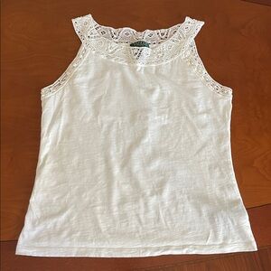 Lauren Ralph Lauren White Ruffled Tank Top